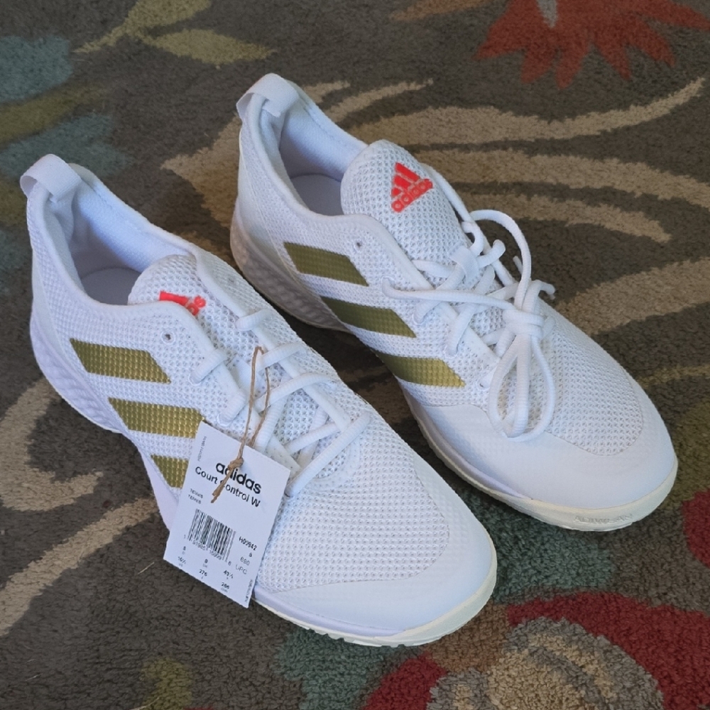 Adidas White and Gold Womens  Tennis Shoes size 10.5 NWT